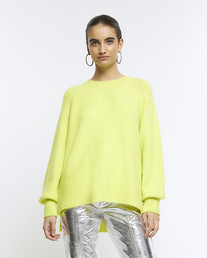 Lime green knitted jumper | River Island
