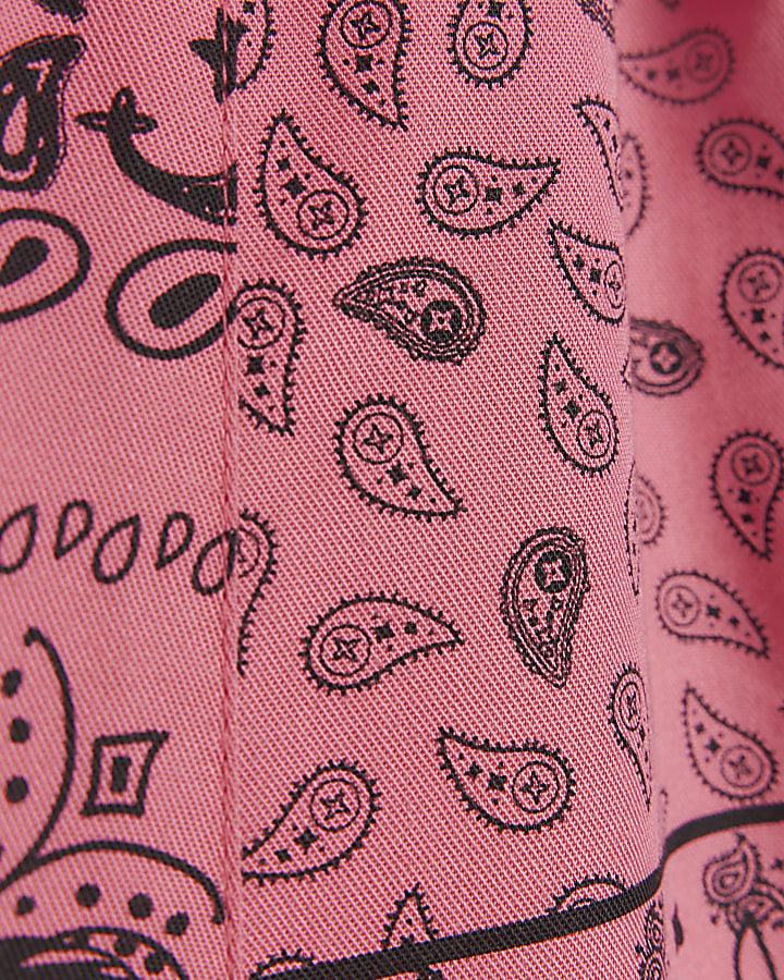 Pink printed tie waist shorts