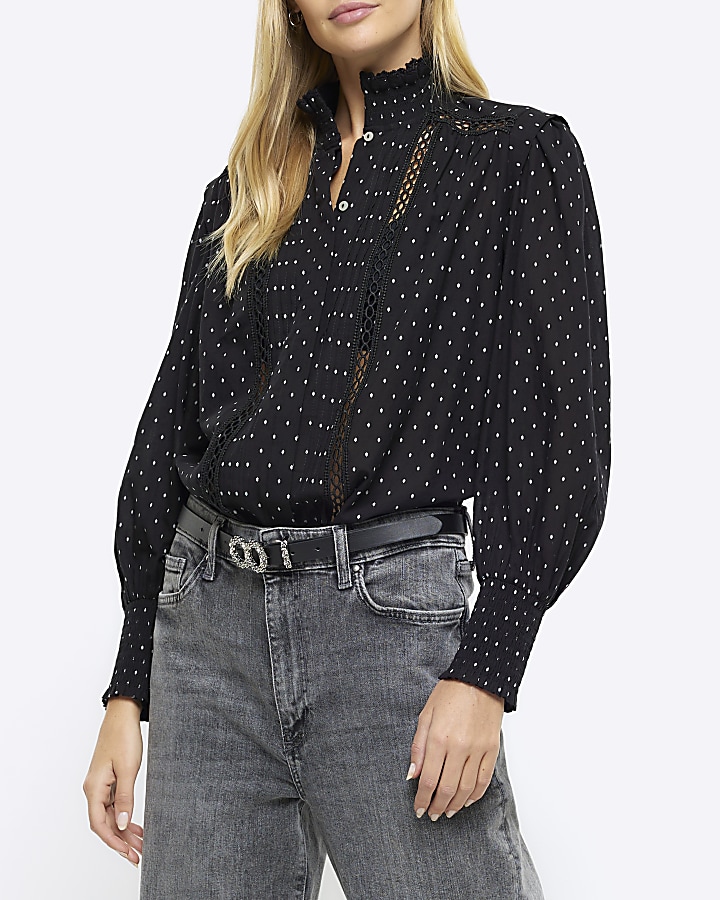 Black spot Victorian blouse