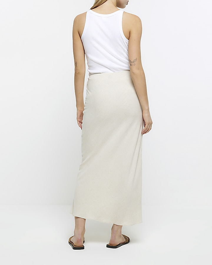 Beige maxi skirt with linen