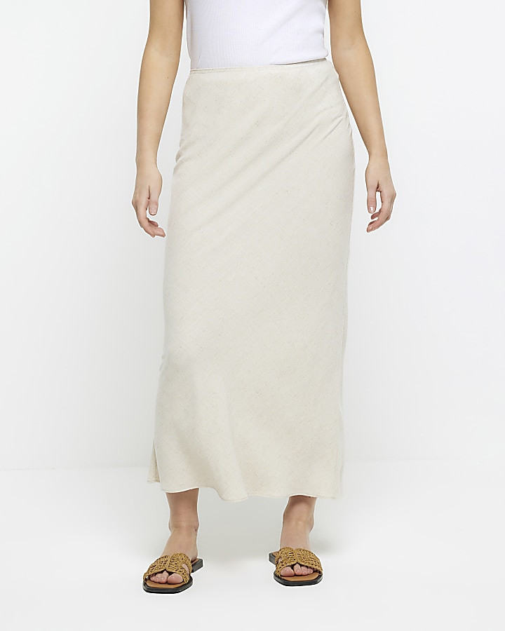 Beige maxi skirt with linen