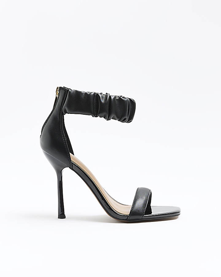 Black strappy store heels river island