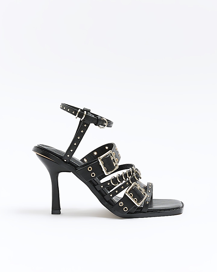 River island 2025 black buckle sandals