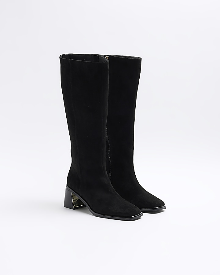 Black high leg heeled boots