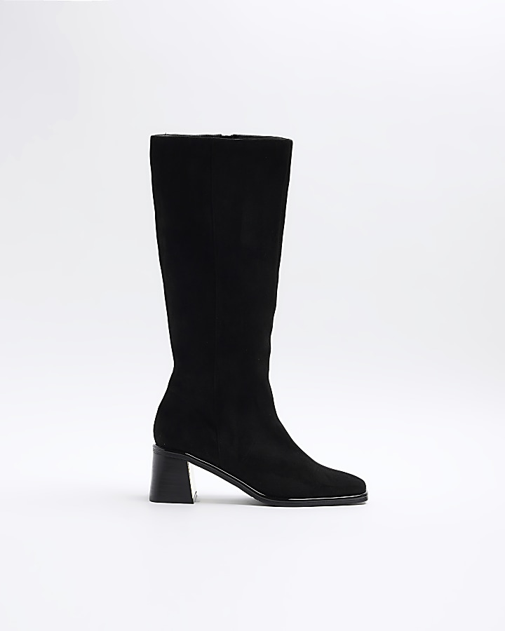 Black high leg heeled boots