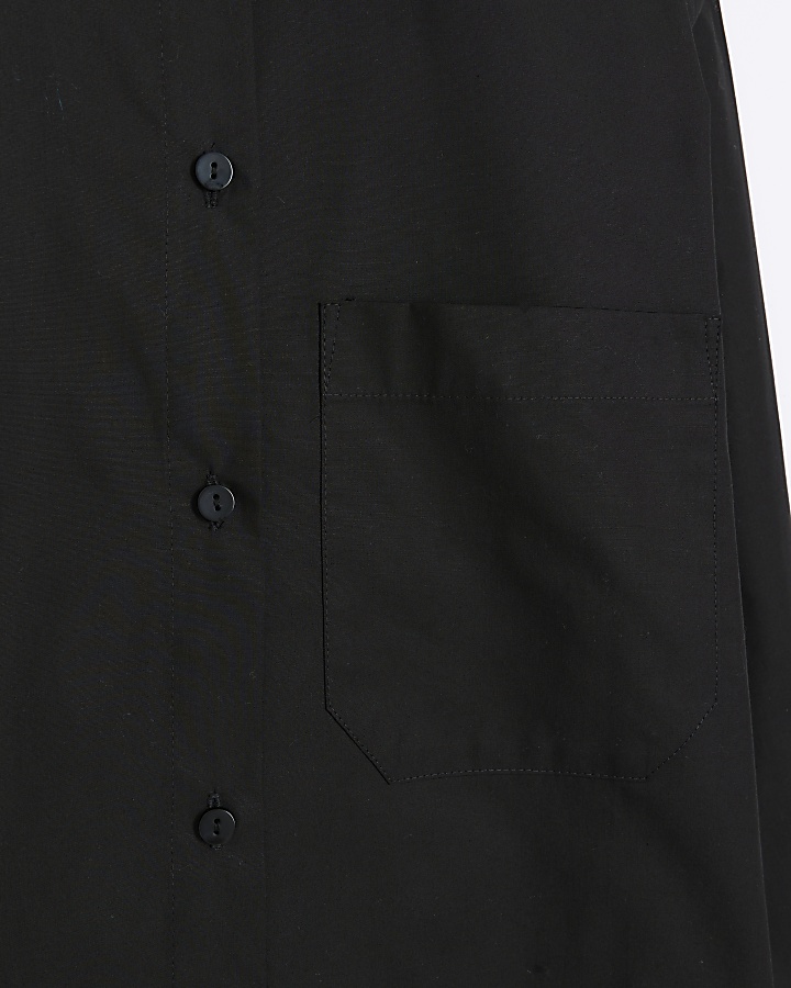Black poplin oversized shirt | River Island