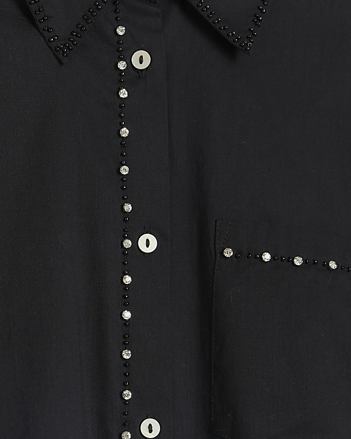 Black Embellished Shirt | River Island