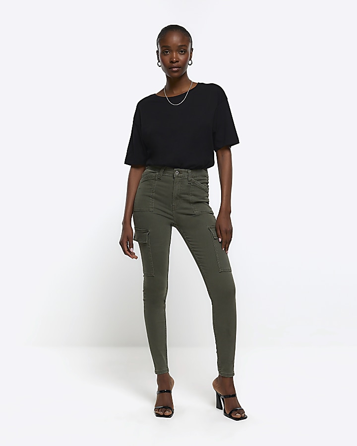 Khaki High Waisted Jeggings