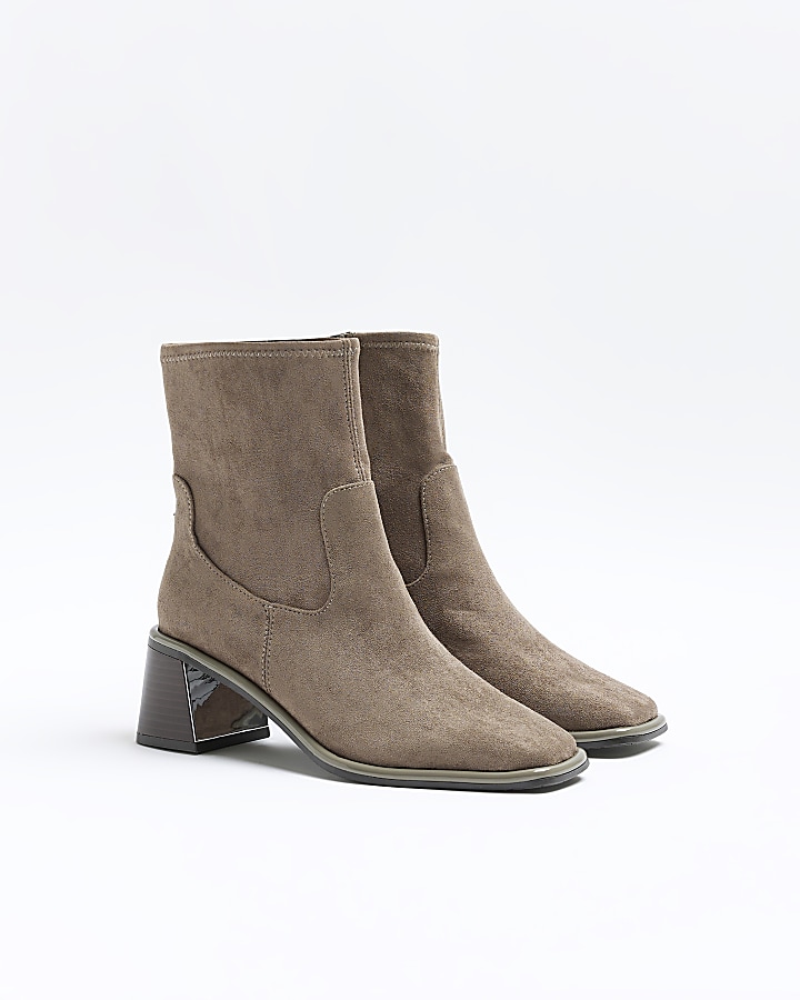 grey heeled ankle boots