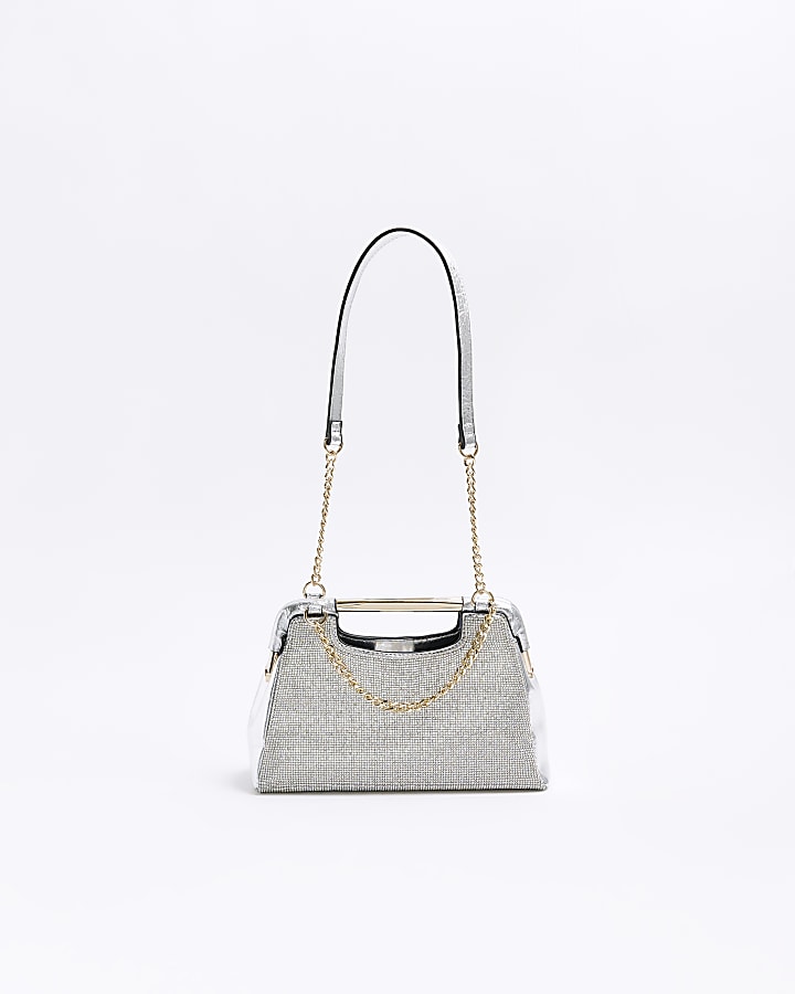 Silver clutch bag river hot sale island