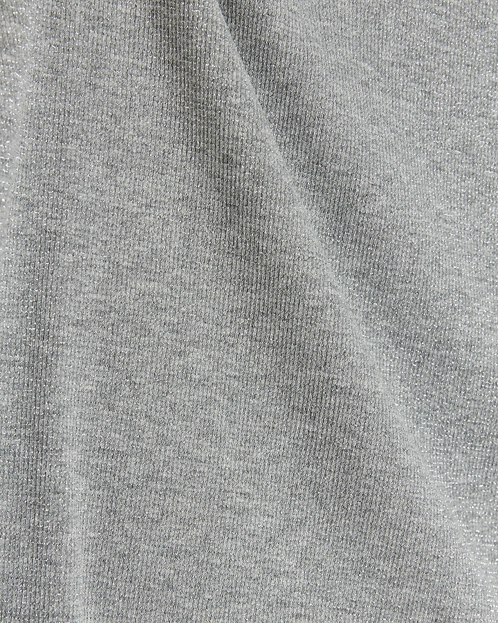 Grey ribbed metallic scoop vest