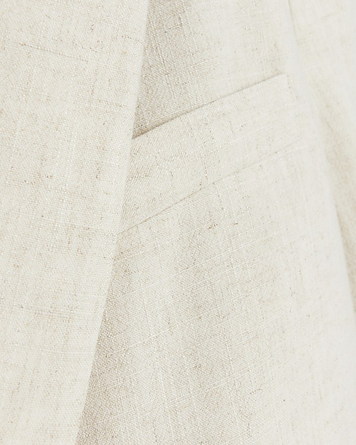 Beige rolled sleeve blazer with linen | River Island