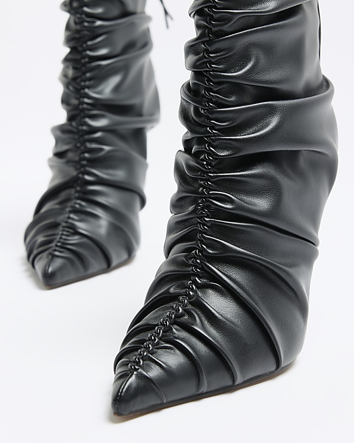 ruched ankle boots flat