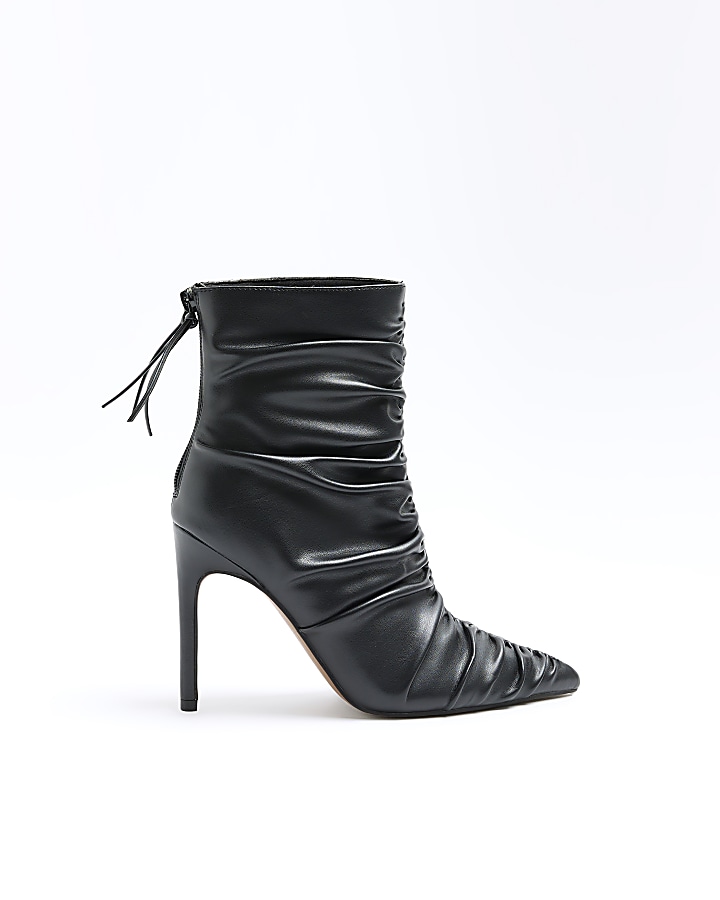 Ruched leather 2024 ankle boots