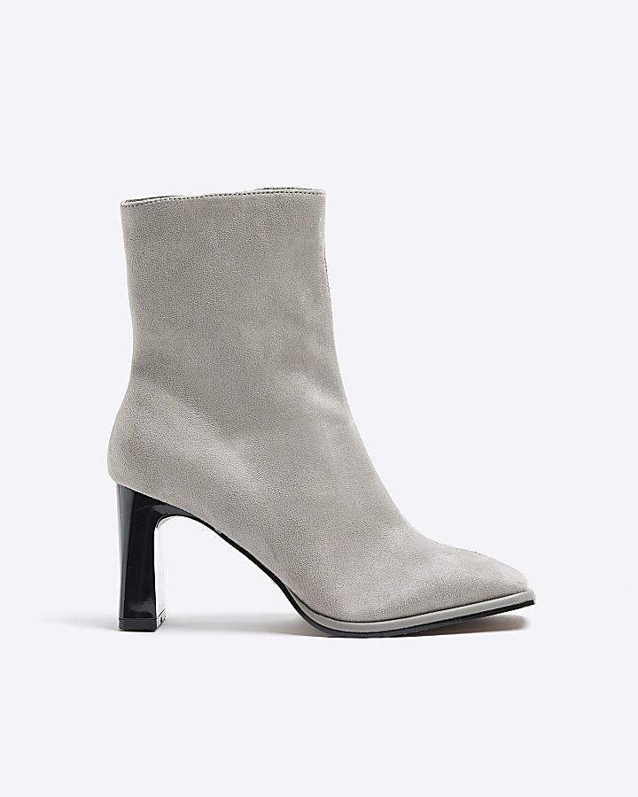 Gray leather hotsell ankle boots