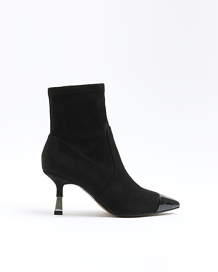 Black toe cap heeled ankle boots