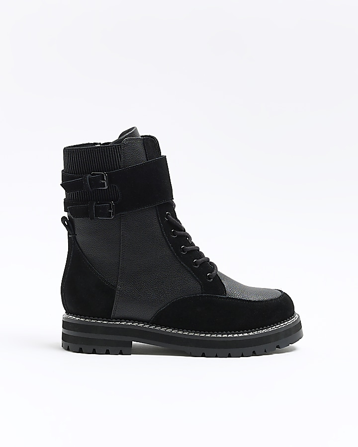 River island black chunky hot sale boots