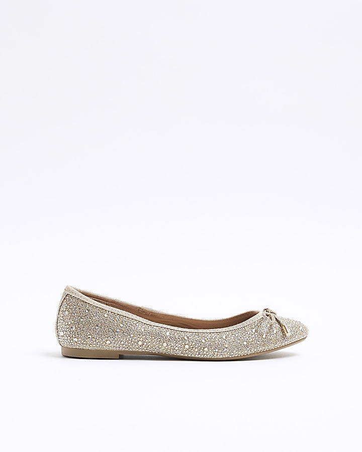 Gold Diamante Ballet Shoes