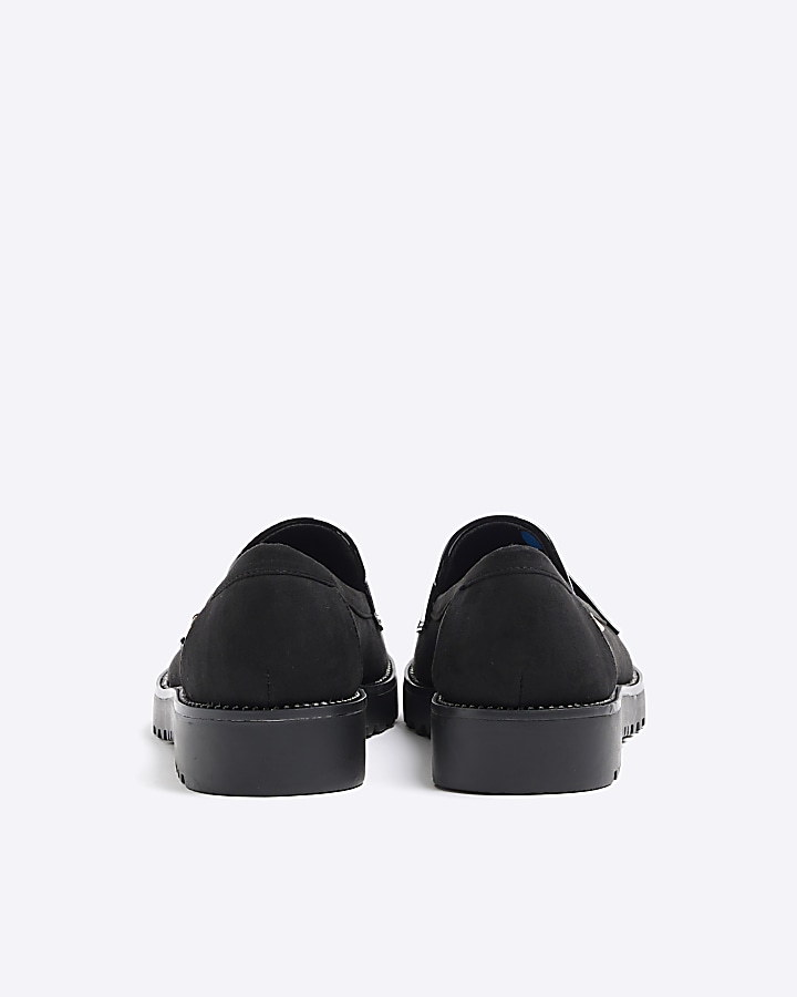 Black diamante detail loafers