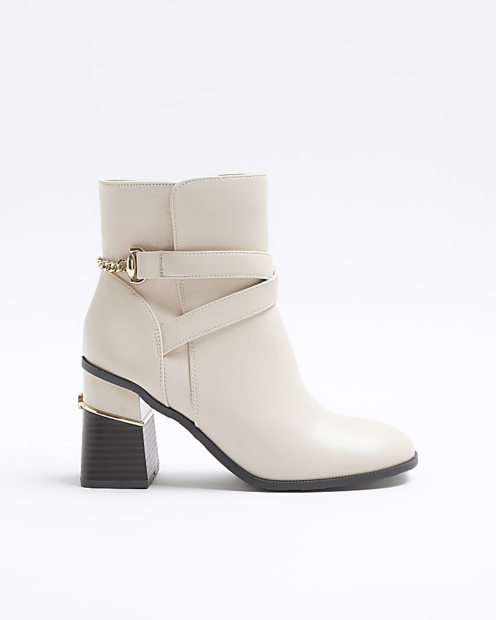 Cream block sale heel boots