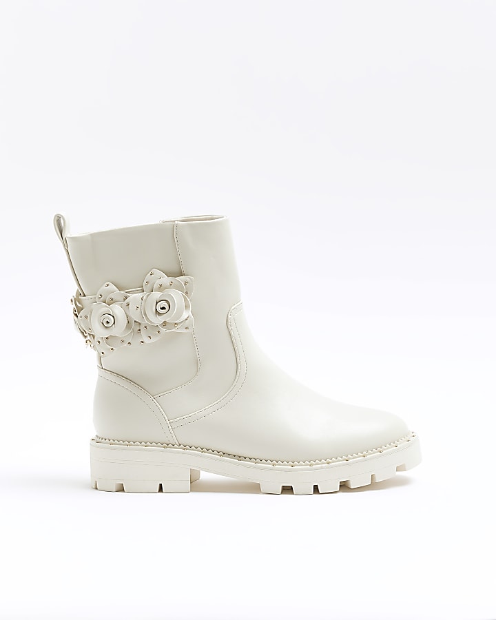 White cheap biker boots