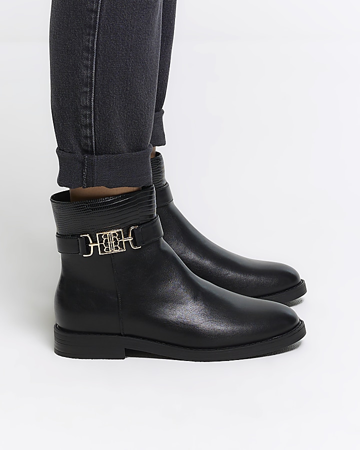 Black riding ankle boots | River Island