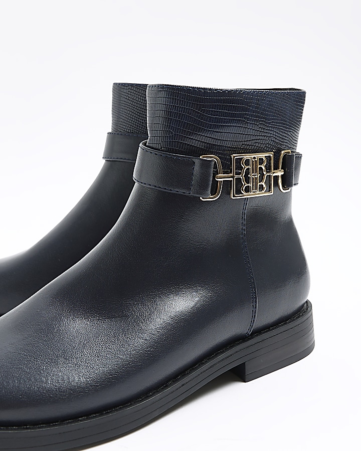 Navy riding ankle boots