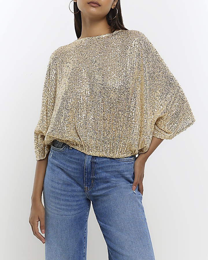 River island store gold sequin top