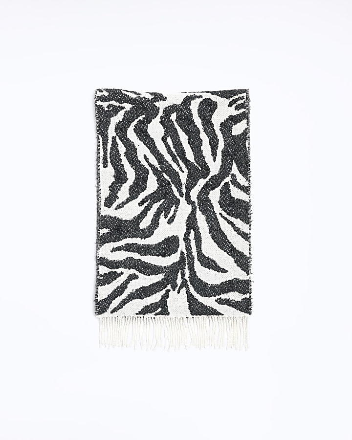 Black animal print scarf River Island