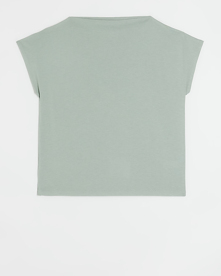 Green boat neck t-shirt | River Island