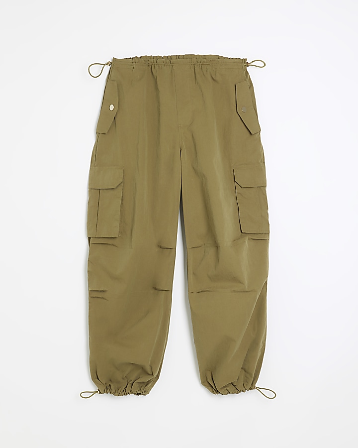Khaki parachute cargo trousers