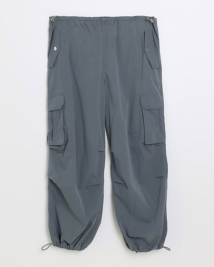 Grey parachute cargo trousers