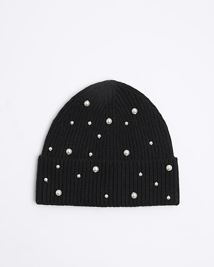 Black pearl beanie hat