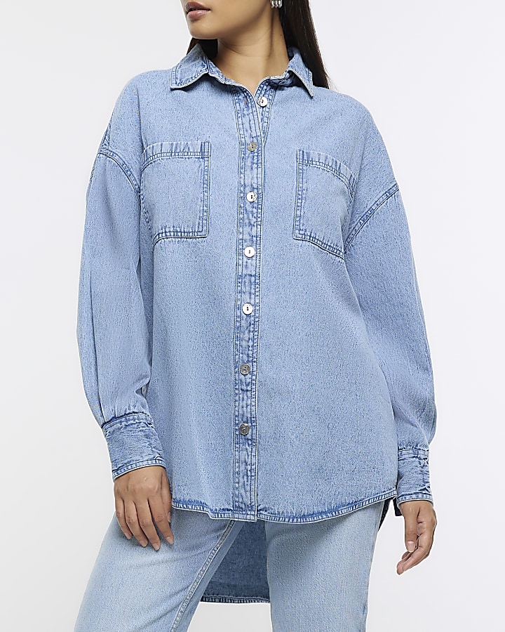 River island denim shirt hot sale womens