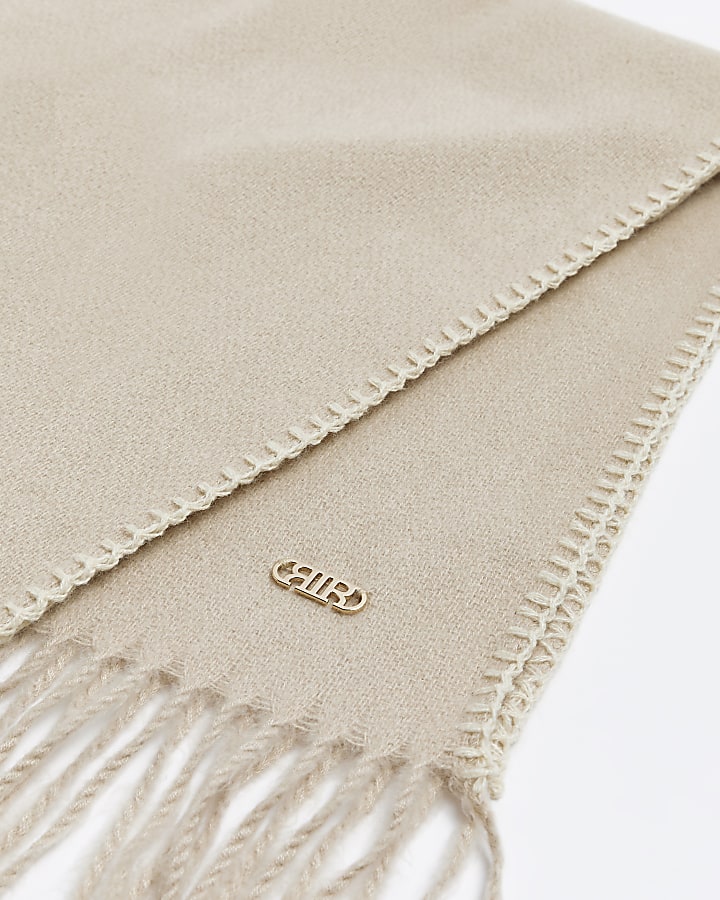 Cream stitch detail scarf