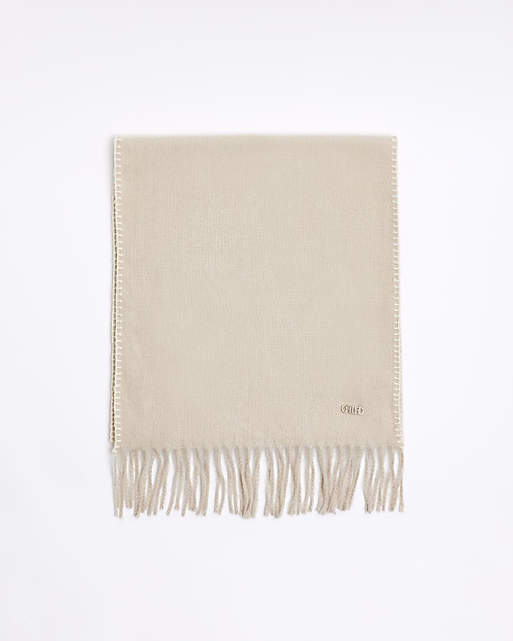 Cream stitch detail scarf