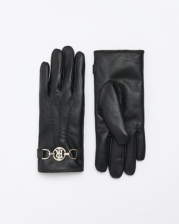 Black RI leather gloves