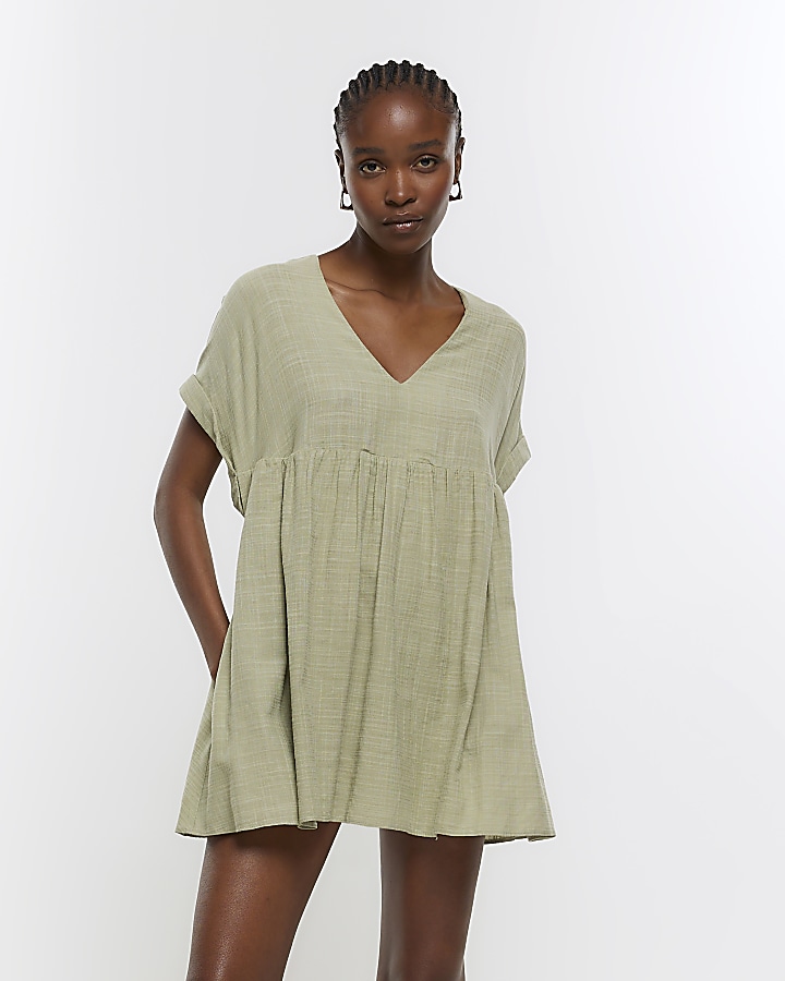 Khaki store linen playsuit