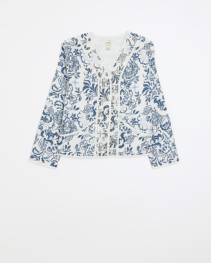 Blue paisley jacket | River Island