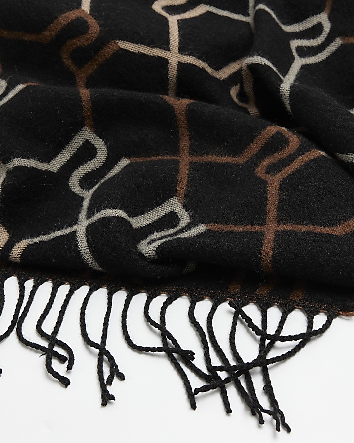 Black RI monogram ombre scarf