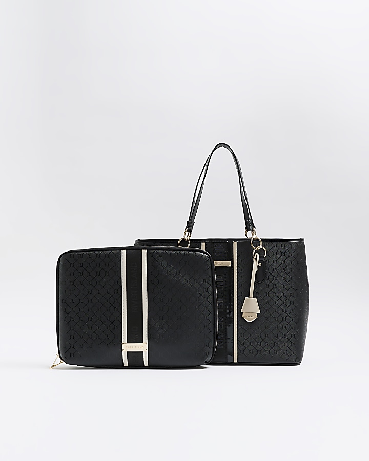 Black RI monogram shoulder bag bundle