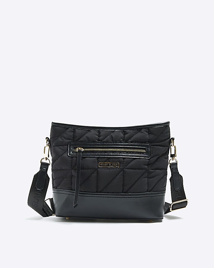 river island black quilted bag