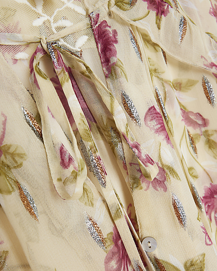 Cream chiffon floral blouse