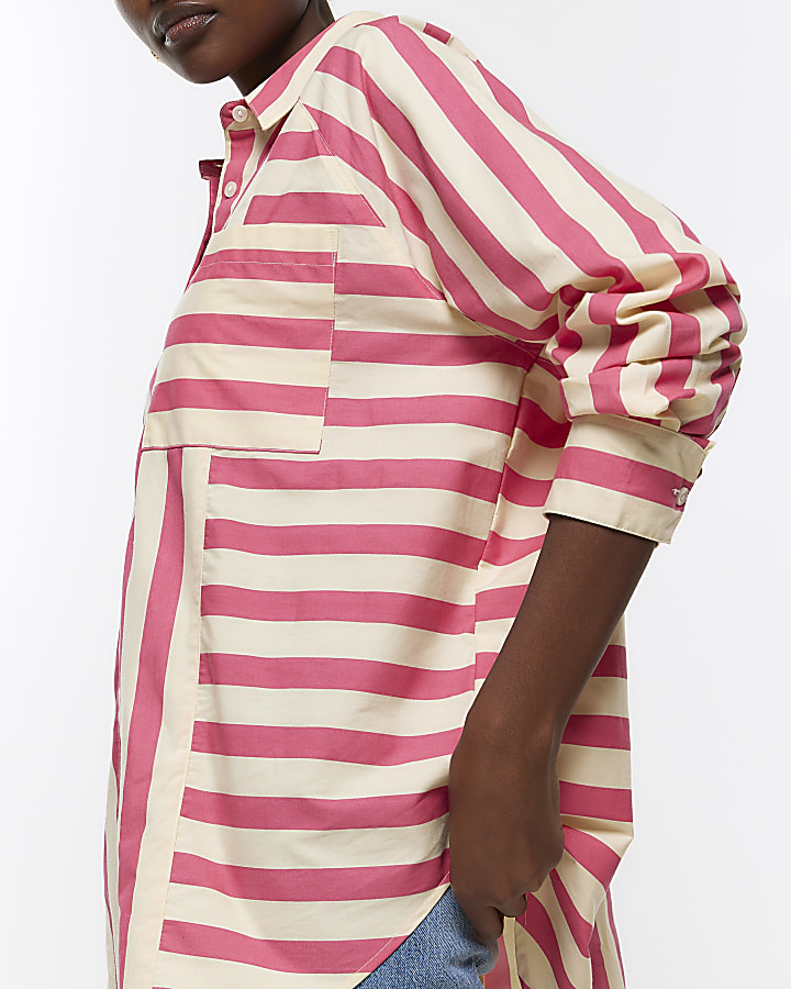 Pink stripe oversized shirt