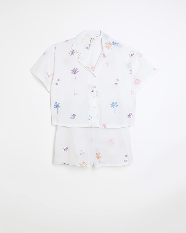 White embroidered pyjama set