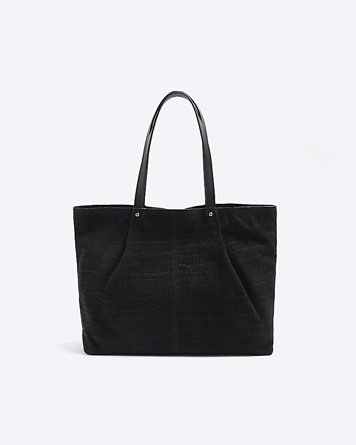 Black suede shopper bag River Island