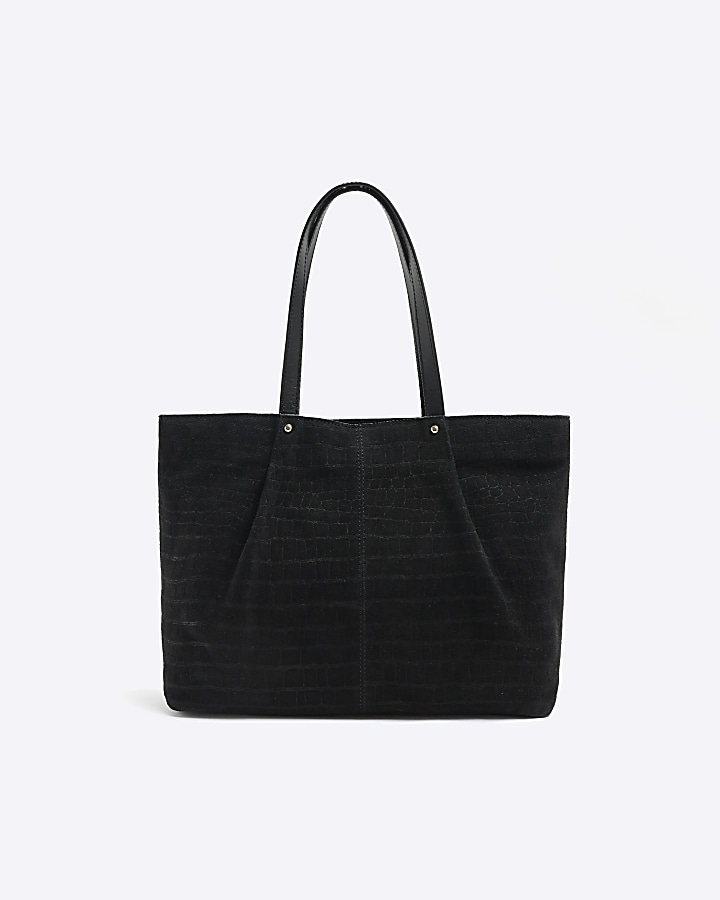 Black suede shopper online bag