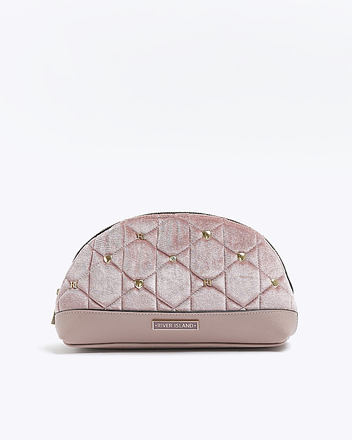 Pink velvet best sale makeup bag