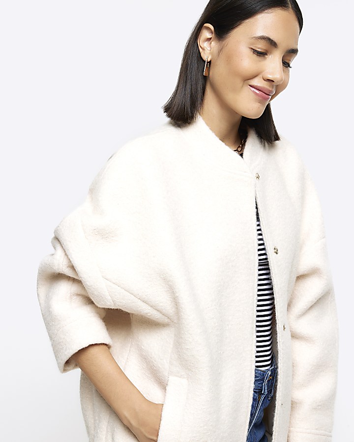 Cream oversized bomber jacket River Island