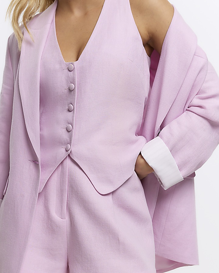 Purple linen blend waistcoat